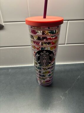 Starbucks Purple and Coral Insulated Tumbler with Barcode Base 2017 NEW